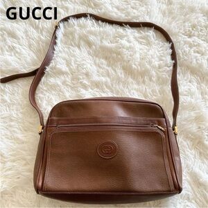 Gucci Brown Leather Bag with Gold Accents